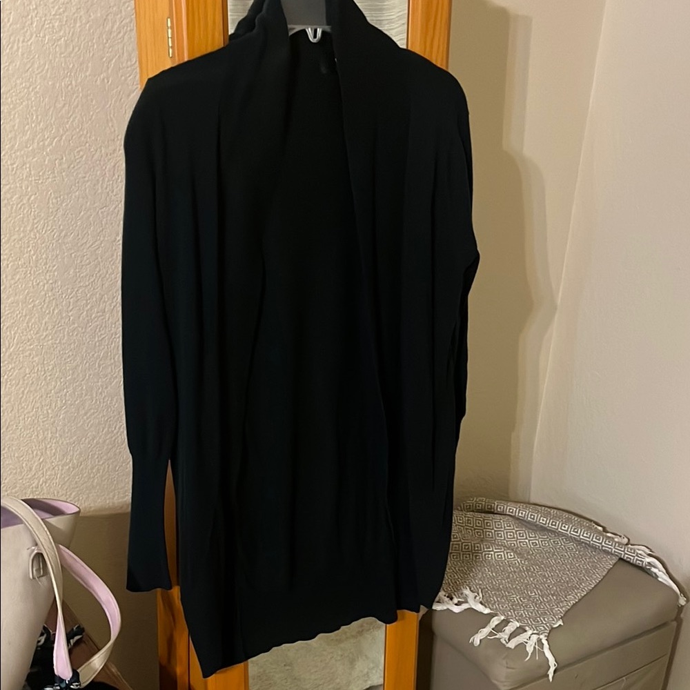 Black Open Front Cardigan Sweater
